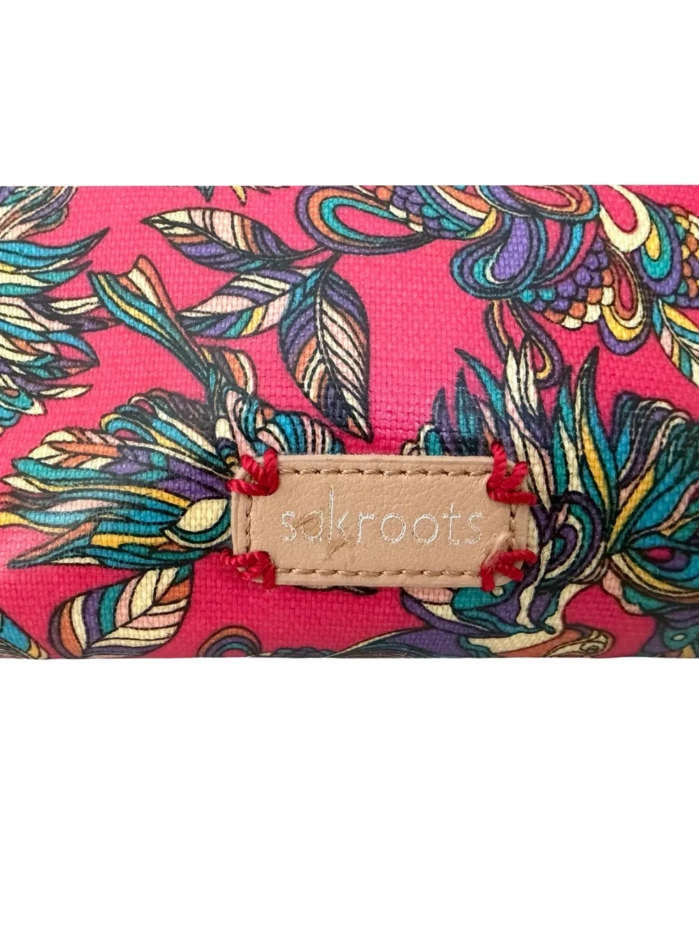 NWT Sakroots Pink Floral Cosmetic Pouch Boho Makeup Bag Travel Case